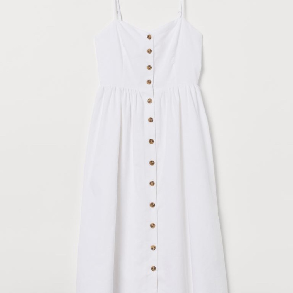 H&M White Linen Button Down Dress